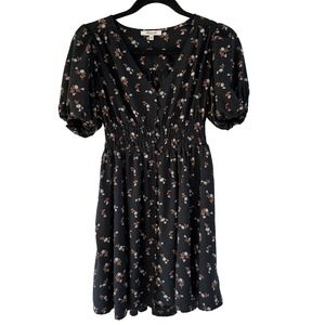 Madewell Sophia Woodland Floral‎ Dress Girls XXS Black Pockets